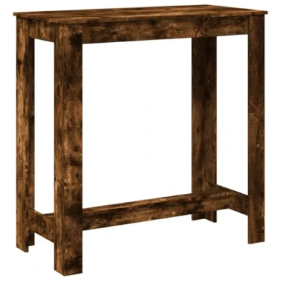 Image of vidaXL Bar Table Kitchen Pub Bistro Smoked Oak Engineered Wood Rectangular Modern Design 102x50x103.5 cm 90 kg Capacity Hand Washable