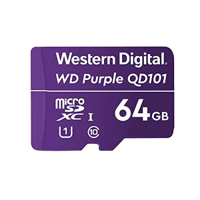 Image of Western Digital WD Purple SC QD101 64GB Smart Video Surveillance microSDXC Card, Ultra Endurance Up to 32 TBW