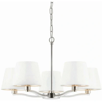 Image of Harvey Multi Arm Pendant Light Bright Nickel Plate, Vintage White Fabric
