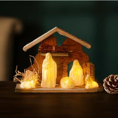 Image of Marco Paul ® Christmas Decorations Nativity Scene Home Decor Xmas Battery Powered Festive Figure Sessional Stable Decoration