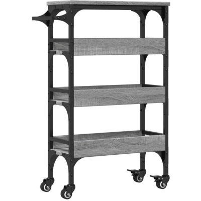 Image of vidaXL Kitchen Trolley Grey Sonoma 53x20x76 cm Engineered Wood