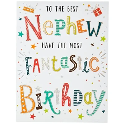Image of Piccadilly Greetings Regal Publishing Modern Birthday Card Nephew,White, 8 x 6 inches