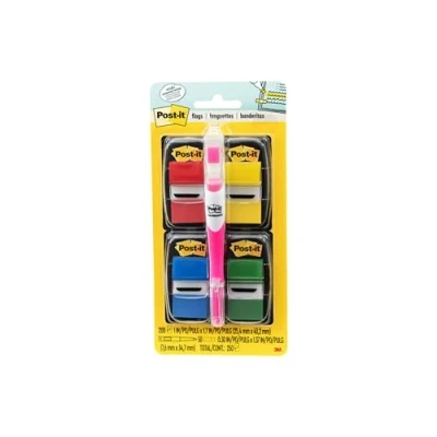 Image of Post it Index Flags Value Pack includes Gel Pen/ Blue/ Red/ Green/ Yellow (Mixed of 200)
