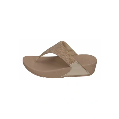 Image of Fitflop Women&#039;s LULU SHIMMERLUX Toe Post Sandals, Latte Beige, 3 UK