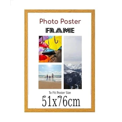 Image of Oak 51x 76 cm Poster Frames Large MDF Wooden 51x76cm Both Ways Wall Hanging Gallery Living Room Picture Frame With Styrene Shatterproof Perspex Sheets
