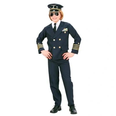 Image of Children&#039;s Heavy Fabric Pilot Costume Small 5 7 yrs (128cm) for Wartime Aviation Airline Fancy Dress