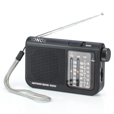 Image of Status IONOS Portable Mini Radio, FM/AM/SW, Pocket Sized Handheld Radio with 3W Speaker, 4.5Hr Battery Life, Compact and Lightweight, Ideal for Travel, Camping Emergencies, Black, BREDA1PKB6