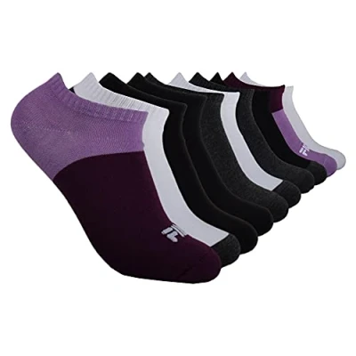 Image of Fila Women&#039;s Show Socks, Purple Colorblock (10 Pack), One Size (Pack of 10)