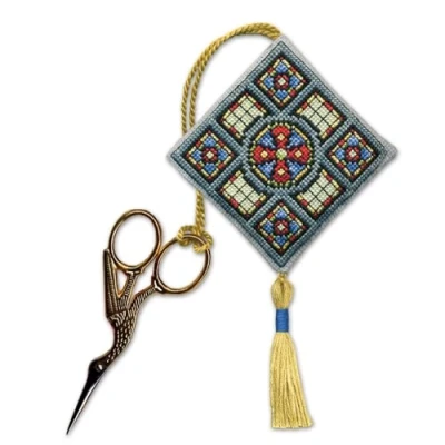 Image of Textile Heritage Stained Glass Window Scissor Keep Cross Stitch Kit
