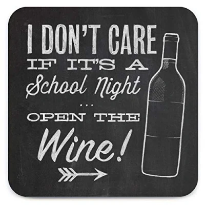 Image of Brainbox Candy Funny &#039;School Night Wine Coaster&#039; Small Gift Ideas For Him Her Friends Birthday Housewarming Present New Home Gifts Women Men