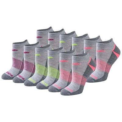 Image of Saucony Women&#039;s Rundry Performance Selective Cushion Socks, Available in S l (6, Grey Assorted (12 Pairs), M (Pack of 12)