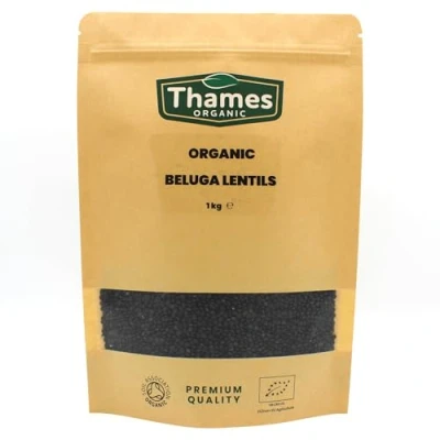 Image of Organic Beluga Lentils 1kg No Additives, Preservatives, Raw, Vegan, GMO Free, Certified Perfect for Soups, Salads, Meals Thames