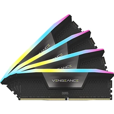 Image of CORSAIR VENGEANCE RGB DDR5 RAM 64GB (4x16GB) 6400MHz CL32 Intel XMP iCUE Compatible Computer Memory Black (CMH64GX5M4B6400C32)