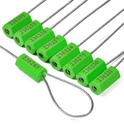 Image of 100pcs Numbered Security Cable Seals Tamper Evident Steel Wire Seal Tags Pull Tite Metal Self Locking Shipping (Green)