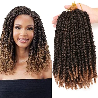 Image of 8Packs Spring Twist Hair Passion 12Inch Crochet Braids Extensions for Black Women(12 Inch (Pack of 8), 1B/27)