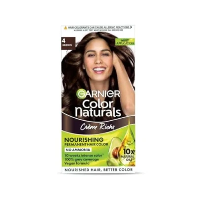 Image of Garnier Color Naturals Crème hair color, Shade 4 Brown, 70ml + 60g