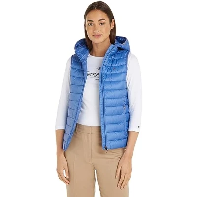 Image of Tommy Hilfiger Women&#039;s Vest Padded Global Stripe, Blue (Iconic Blue), L