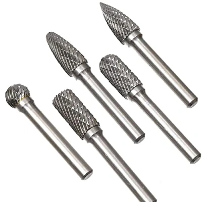 Image of KATSU Tungsten Carbide Double Cut Rotary Burrs Set for Tool 6mm Shank, 5PCs Die Grinder Drill Bits Woodworking Carving, Metal Polishing, Engraving, Drilling 14180611