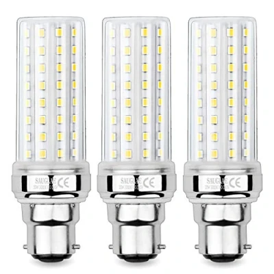 Image of SAUGLAE 20W LED Corn Bulbs, 150W Incandescent Bulbs Equivalent, 3000K Warm White, 2300Lm, B22 Bayonet Cap Light 3 Pack