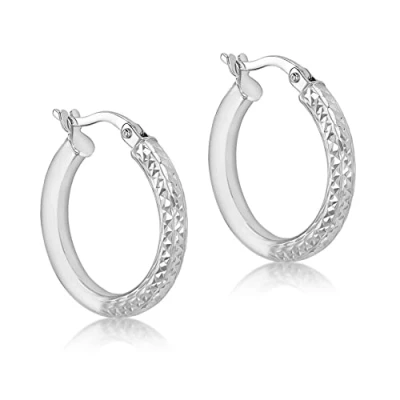Image of Carissima Gold Women&#039;s 9 ct White Diamond Cut Creole Earrings