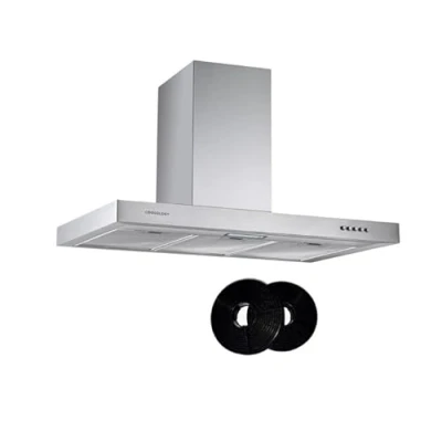 Image of Cookology TSH901SS A Energy Rated 90cm Chimney Cooker Hood Extractor Fan, 3 Speed 315m3/hour, LED Lights, Wall Mount Range Hoods with CF150 Filters in Stainless Steel