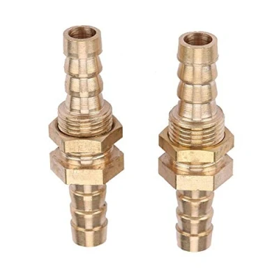 Image of 2 Pcs Hose Barb Brass Bulkhead Pipe Fitting Coupler Connector Adapter for Connection(8mm)