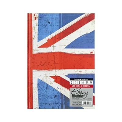 Image of Daler Rowney Ebony Lightly Textured 150gsm 8.3 x 11.7 in Hardback Portrait Sketchbook, Perfect Bound, 62 Natural White Sheets, Ideal for Professional Artists &amp; Students