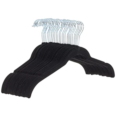 Image of Amazon Basics Velvet Shirt/Dress Hangers, Pack of 30, Black