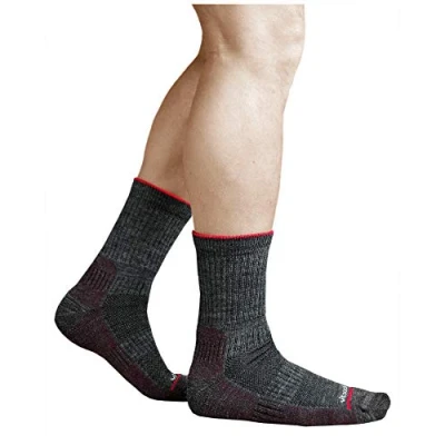 Image of vitsocks Men&#039;s Merino Wool HIKING WALKING Boot Socks Thick Anti Blister Breathable Warm, grey burgundy, 9 11.5