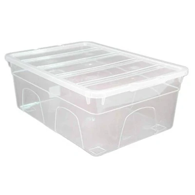 Image of Optimal Products Clear Plastic Storage Box Boxes With Lids UK BRITISH MADE Home Office Stackable Transparent Boxes, Size 5,11,24,28,35,45 Litre (1 Box, 11 Litre)
