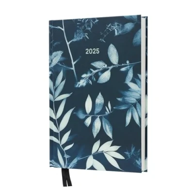 Image of Kokonote Diary 2025 A5 Two Days Per Page Prussian Blue January December With Ribbon Bookmarks 2 A5, Daily Planner