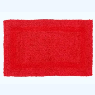 Image of HOMESCAPES Bath Mat, Luxury 1600gsm Extra Soft 100% Cotton, Reversible Bathroom Mats Non Slip, Washable, Super Absorbent, Quick Dry, Red Rug, 50 x 80 cm
