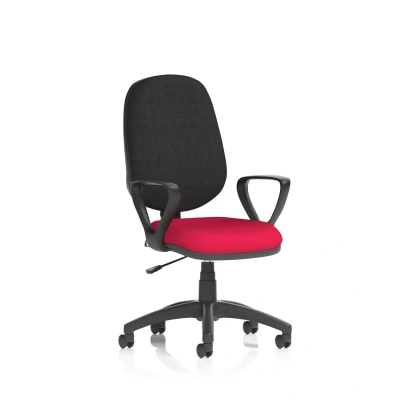 Image of Eclipse Plus I Lever Task Operator Chair Black Back Bespoke Seat with Loop Arms In Bergamot Cherry