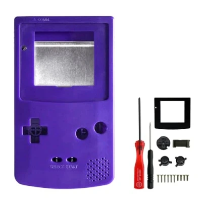 Image of OSTENT Full Housing Shell Case Cover Replacement Compatible for Nintendo GBC Gameboy Color Console Purple