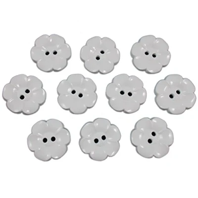 Image of Large Daisy Flower Feature Button 22mm Pack of 10 (White)