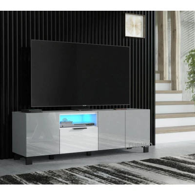 Image of Furneo Grey White High Gloss Matt Living Room Set TV Stand Display Cabinet Sideboard Coffee Table LED Lights Enzo 14