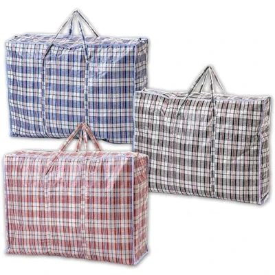 Image of 1ABOVE 3pk JUMBO Strong Laundry,Shopping, Storage, Reusable Store, Cloth, Moving, Waterproof, Handles and Zipper Bags 70cmx60cmx28cm