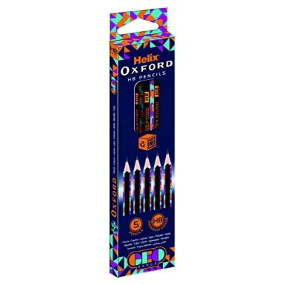 Image of Helix Oxford Geo Pack of 5 HB Pencils Orange (856204)