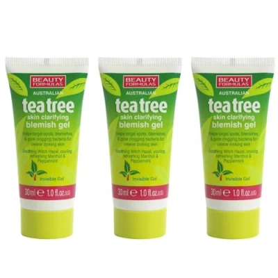 Image of 3 X Australian Tea Tree Skin Clarifying Blemish Gel 30ml Fast Acting Acne Control Treatment for Clear Natural Anti Cleanser with Oil.