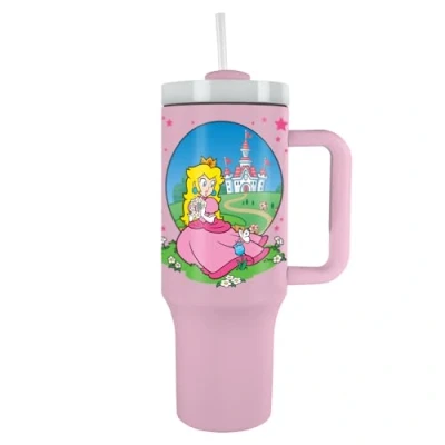 Image of Pyramid International Super Mario (Peach) 40oz/1200ML Tumbler with Straw and Lid, Advanced Double Wall Vacuum Insulation, Maintains Cold Beverage Temperature to 11 Hours, Hot Up 7 BPA Free