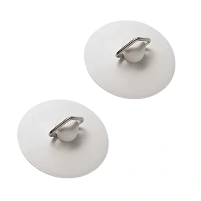 Image of TERF® Universal Self Seating Bath Basin Rubber Plug White 57mm Diameter Parking for Bathroom Bathtub Kitchen Laundry Sink Drain stopper Pack of 2