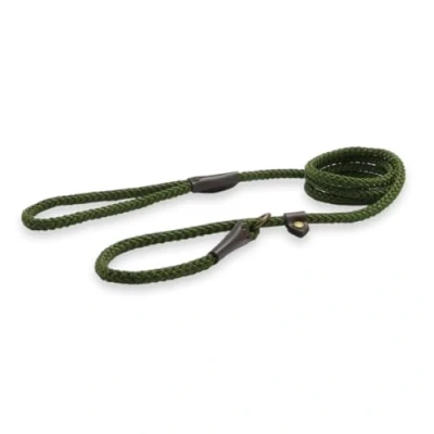Image of Ancol Heritage Nylon Rope Slip Lead, 1.5 m Length x 8 mm Width, Green