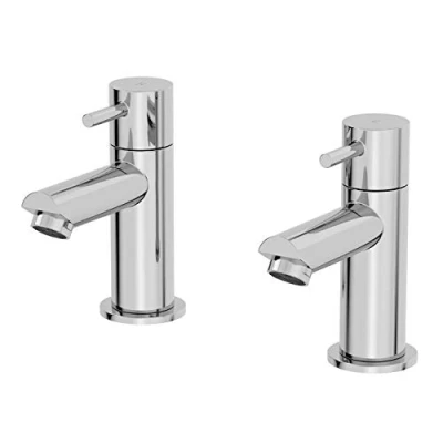 Image of Architeckt® Malmo Bathroom Bath Pillar Tap Set Pair Round Single Lever Handle for Bathtub Modern, Chrome