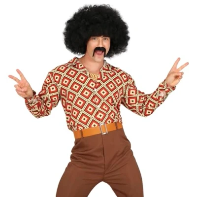 Image of FIESTAS GUIRCA 70s Multicolour Shirt (42 44/XL) Fancy Dress Clothing for Adult Men Ideal Themed Parties, Carnival and Halloween Retro Vintage Style