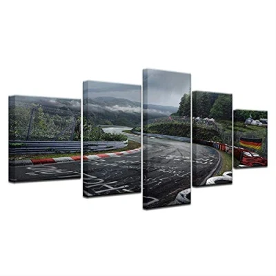 Image of Not applicable Canvas Art Printed Pictures Wall Painting 5 Panel Nurburgring Rally Road Home Decoration Module Poster For Living Room