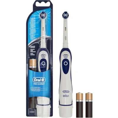 Image of Oral B Pro Expert Electric Toothbrushes for Adults, Mothers Day Gifts Her/Him, 1 Handle, Precision Clean Toothbrush Head, 2 Batteries, Mode with 2D Cleaning, Blue &amp; White