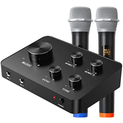 Image of Rybozen Mini Portable Karaoke Player Wireless Microphone Bluetooth Speaker Home KTV Compatible with iPhone Android Smartphone PC and Other Audio Players