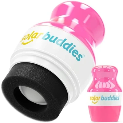 Image of Full Pink Solar Buddies Refillable Roll On Sponge Applicator for Kids, Adults, Families, Travel Size Holds 100ml Friendly Sunscreen, Suncream and Lotions (Full Pink)