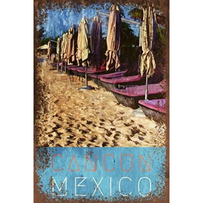 Image of Cancun Mexico,12 * 8 Inches Vintage Funny Poster Wall Decor Art Gift Retro Picture Metal Sign