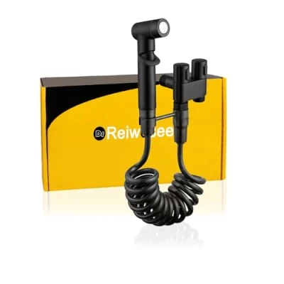 Image of Bidet Sprayer Kit, Portable Shower, Bidets Attachment for Toilet UK, Shower with Extendable 2m Hose &amp; Dual Control Valve Sprayer, Muslim Bath taps Attachment(Black)